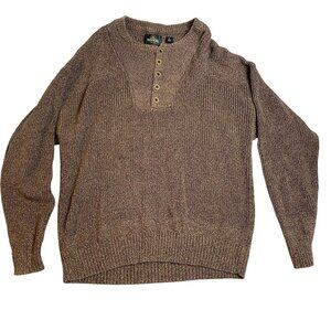 RedHead Mens Henley Sweater XL Brown Ribbed Knit Cotton Blend Commando